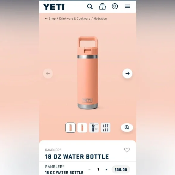 YETI 18 OZ WATER BOTTLE - Picture 1 of 8